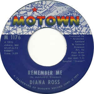 Diana Ross - Remember Me / How About You - VG+ 7" Single 45RPM 1970 Motown USA - Funk / Soul