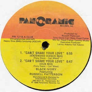 Black Ivory Featuring Russell Patterson - Can't Shake Your Love - VG+ 12" Single 1986 Panoramic Records USA - Funk / Soul
