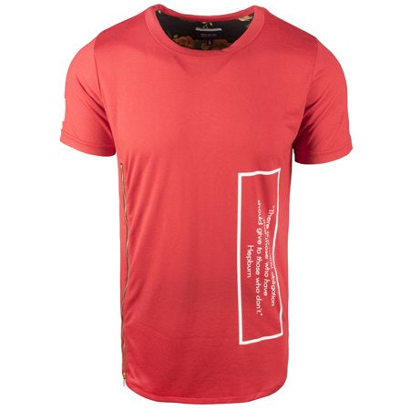 RS1NE - Men's Red Hepburn Elongated Zipper T-Shirt