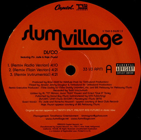 Slum Village - Disco VG+ - 12" Single 2002 Capitol USA - Hip Hop