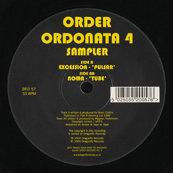 Excession / Noma - Order Ordonata 4 Sampler - Mint- 12" Single UK Import 2000 - Psy-Trance/Trance