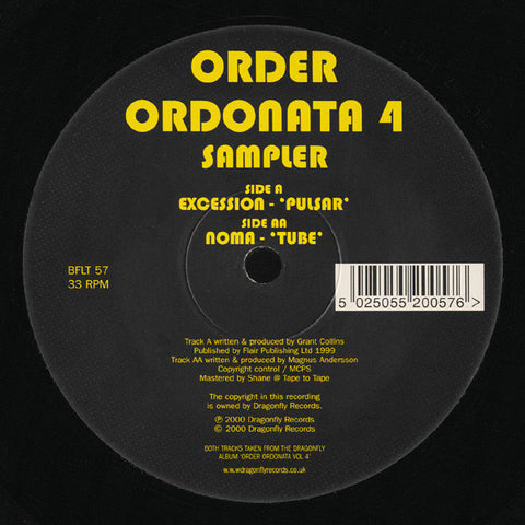 Excession / Noma - Order Ordonata 4 Sampler - Mint- 12" Single UK Import 2000 - Psy-Trance/Trance