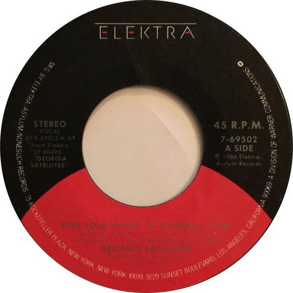 Georgia Satellites ‎- Keep Your Hands To Yourself - VG+ 7" Single 45 RPM 1986 USA - Rock - Shuga Records