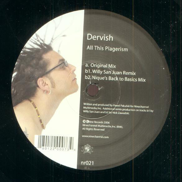 Dervish ‎– All This Plagerism - New 12" Single 2007 Nine Records Vinyl - Chicago House
