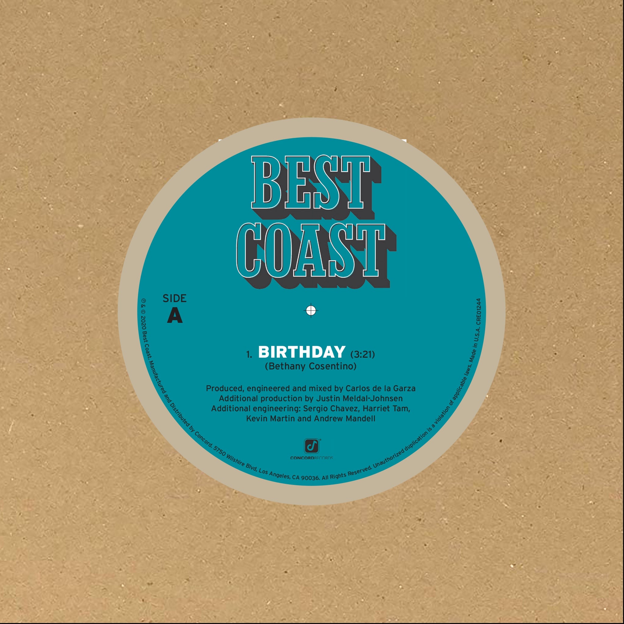 Best Coast ‎– Thank You - New 7" SIngle Record Store Day 2020 Indie Exclusive Vinyl - Indie Rock / Surf