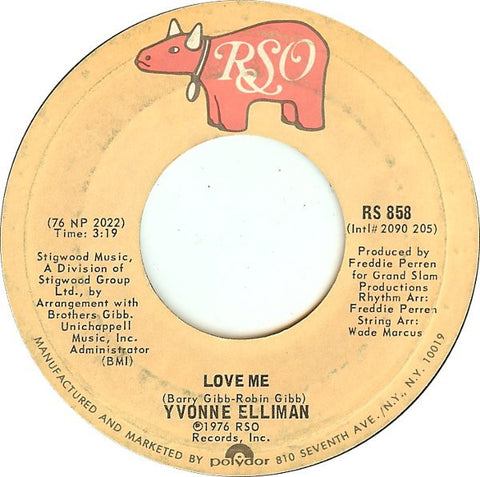 Yvonne Elliman ‎– Love Me / I Kepp Hangin' On - VG+ 45rpm 1976 RSO Records USA - Electronic / Syth-Pop / Disco