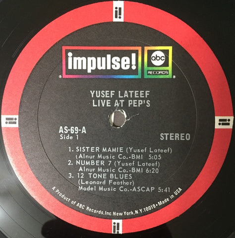 Yusef Lateef ‎– Live At Pep's - VG+ (No Cover) Lp 1967 Impulse! USA - Jazz / Post Bop