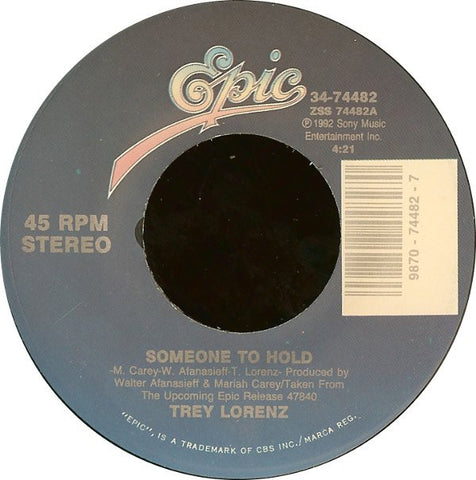 Trey Lorenz ‎– Someone To Hold / Find A Way M- 7" Single 45rpm Epic USA - Funk / Soul