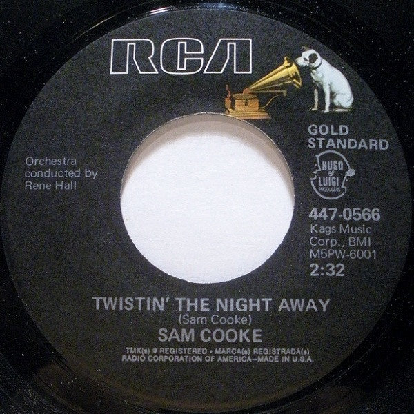 Sam Cooke ‎– Twistin' The Night Away / You Send Me - VG+ 45rpm 1974 USA - Funk / Soul - Shuga Records
