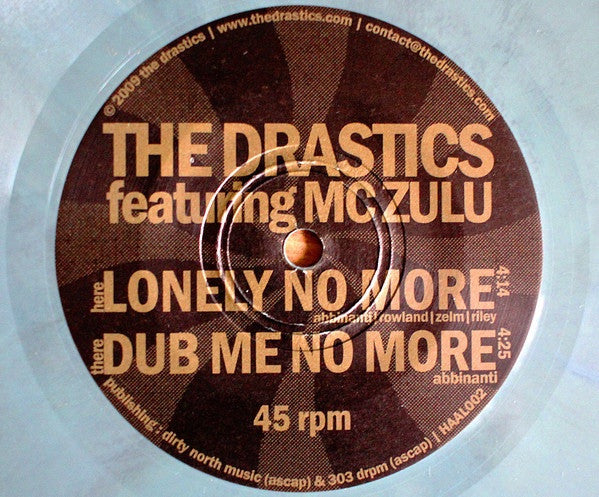 The Drastics Featuring MC Zulu - Lonely No More - New 7" Single Record 2009 Happy As A Lark Marble Green Vinyl - Chicago Reggae / Dub - Shuga Records