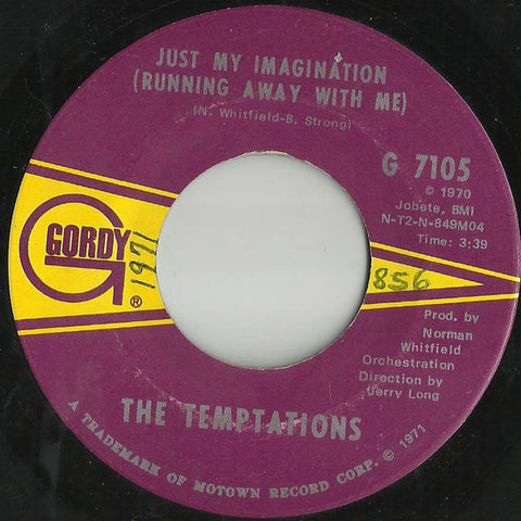 The Temptations ‎– Just My Imagination (Running Away With Me) - VG 7" Single Used 45rpm 1971 Gordy USA - Soul