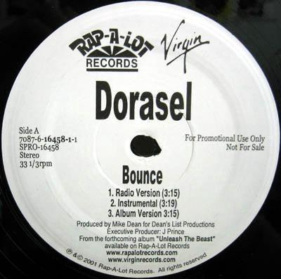 Dorasel ‎– Bounce / Get Cha Hands Up - Mint- 12" Single Promo 2001 USA - Hip Hop