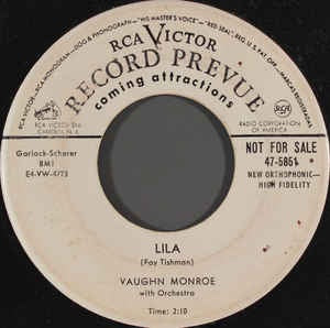 Vaughn Monroe With Orchestra - Lila / Julie's Rainbow - VG+ 7" Single 45RPM 1954 RCA Victor USA - Jazz / Pop