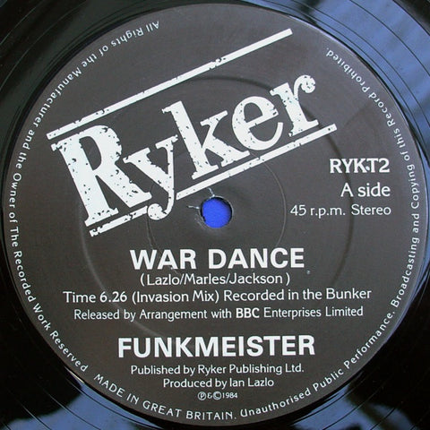 Funkmeister - War Dance / Battle Beat - VG 12" Single 1984 Ryker USA - Electro