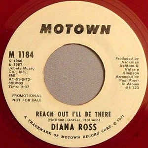 Diana Ross ‎– Reach Out I'll Be There - VG+ 7" Single 45RPM 1971 Promo Motown USA Red Vinyl - Funk / Soul