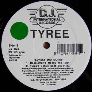 Tyree ‎– Lonely (No More) - VG+ 12" Single Record D.J. 1990 International Records - Chicago House