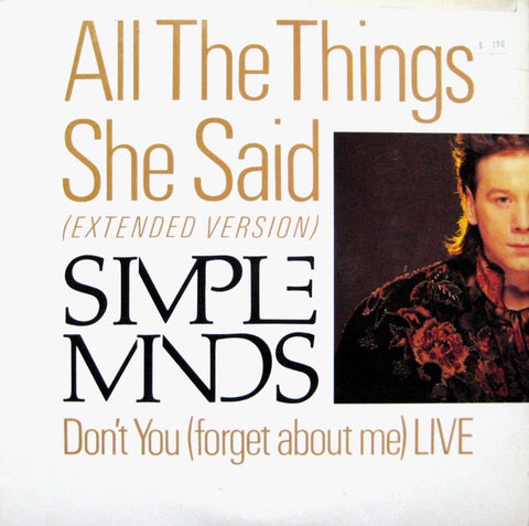 Simple Minds ‎– All The Things She Said / Don't You (Forget About Me) Live - VG+ 12" Single Record 1986 USA Vinyl - Pop Rock