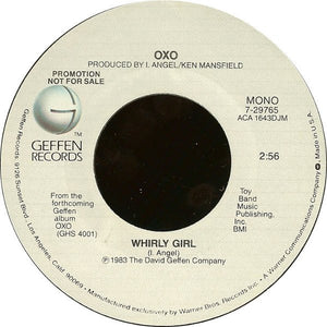 OXO ‎– Whirly Girl - Mint- 45rpm PROMO 1983 USA - Rock / Pop - Shuga Records