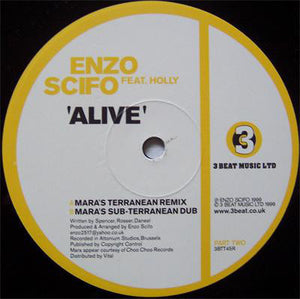 Enzo Scifo ‎– Alive MINT- 12" Single 1999 (UK Import) 3 Beat Music - Trance