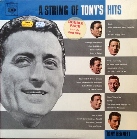 Tony Bennett ‎– A String Of Tony's Hits - VG+ 2 Lp Record 1966CBS UK Import Vinyl Mono - Jazz / Pop / Vocal