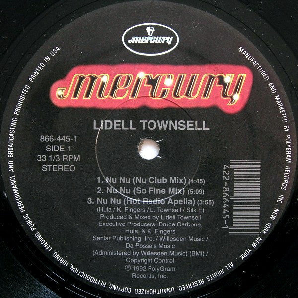 Lidell Townsell - Nu Nu VG+ - 12" Single 1992 Mercury USA - House
