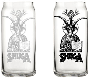 Weed & Beer Baphomet Goat Shuga Records 20 oz Libbey Tall Boy Can Glass - Batch2