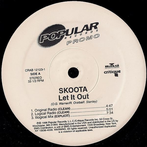 Skoota ‎- Let It Out - VG+ 12" Single Record Promo 1996 Popular USA Vinyl - Rap / Hip Hop - Shuga Records