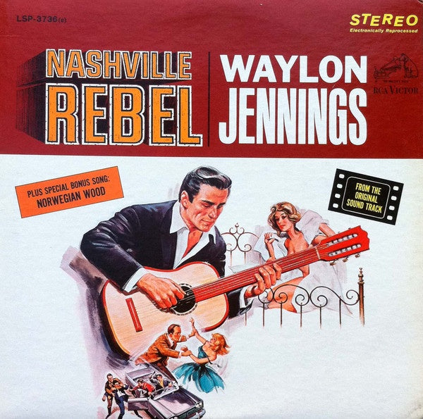 Waylon Jennings ‎– Nashville Rebel (From The Original (1966) - VG+ Lp Record 1970's USA Press Vinyl - Soundtrack / Country - Shuga Records