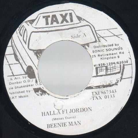 Beenie Man - Halla Fi Jordon / Sly Dunbar, Robbie Shakespeare - Version - VG 7" Single 45rpm Taxi Jamaica - Reggae