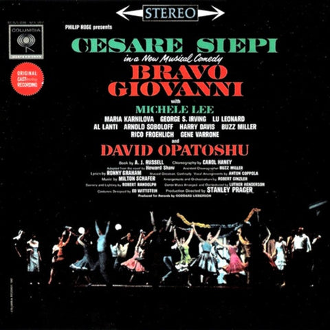 Various ‎ / Original Broadway Cast ‎– Bravo Giovanni - VG+ 1962 Columbia Masterworks Mono USA Lp with Gatefold Jacket - Soundtrack / Musical