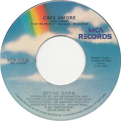 Spyro Gyra - Cafe Amore / Bittersweet - Mint- 7" Single 45RPM 1980 MCA USA - Jazz