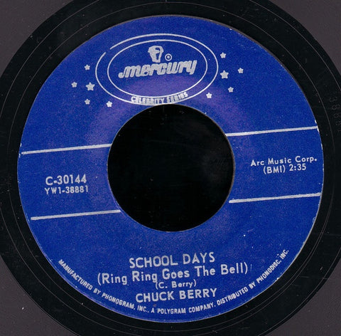 Chuck Berry ‎- School Days (Ring Ring Goes The Bell) / Memphis - VG 7" Single Used 45rpm Mercury USA - Rock & Roll
