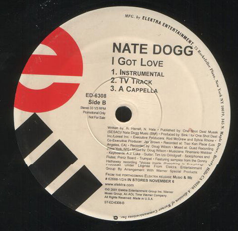 Nate Dogg - I Got Love VG+ - 12" Single 2001 Elektra USA - Hip Hop