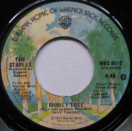 The Staples ‎– Family Tree / I Honestly Love You - Mint- 7" Single Used 45rpm Warner Bros. USA - Soul