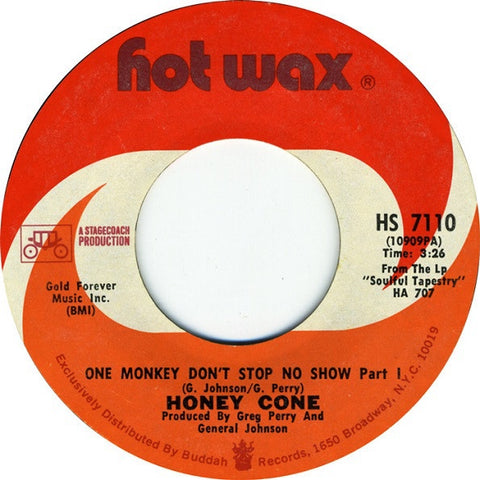 Honey Cone ‎- One Monkey Don't Stop No Show - VG+ 7" Single 45 RPM 1971 USA - Funk / Soul