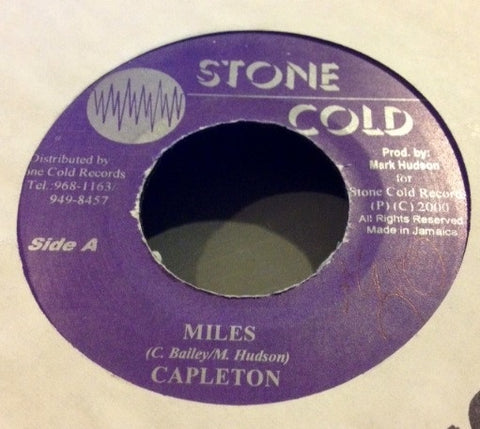 Capleton ‎– Miles - VG+ 7" Single 45 rpm 2000 Stone Cold Jamaica - Reggae / Dancehall