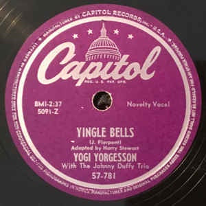 Yogi Yorgesson- Yingle Bells / I Yust Go Nuts At Christmas- VG+ 7" Single 45RPM- 1949 Capitol Records USA- Pop - Shuga Records
