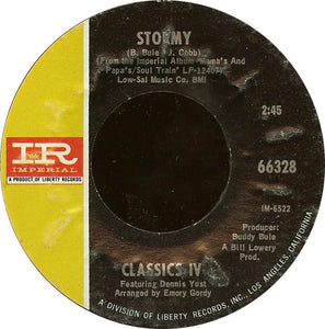 Classics IV featuring Dennis Yost ‎– Stormy / 24 Hours Of Loneliness VG+ 7" Single 45 rpm 1968 Imperial USA - Pop Rock
