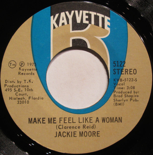 Jackie Moore - Make Me Feel Like A Woman / Singing Funky Music Turns Me On VG - 7" Single 45RPM 1975 Kayvette USA - Funk/Soul