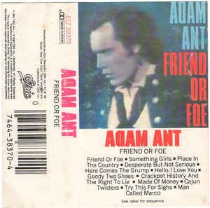 Adam Ant- Friend Or Foe- Used Cassette- 1982 Epic USA- Rock/Pop