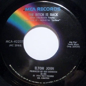 Elton John ‎– The Bitch Is Back / Cold Highway - VG+ 7" Single 45rpm 1974 MCA USA -Pop / Classic Rock