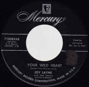 Joy Layne with Carl Stevens and his orchestra- Your Wild Heart / Dum-Dum- VG+ 7" Single 45RPM- 1957 Mercury USA- Jazz/Easy Listening - Shuga Records