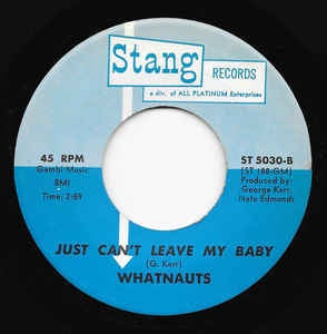 The Whatnauts-We're Friends By Day / Just Can't Leave My Baby- VG 7" Single 45RPM- 1970 Stang Records USA- Funk/Soul