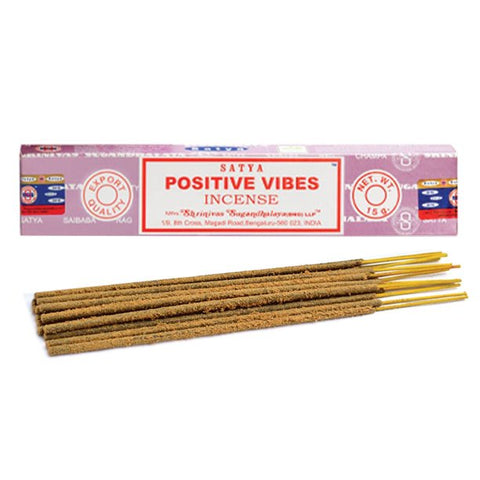 Satya Nag Champa - Positive Vibes Incense - New 15g Pack (12 Sticks)