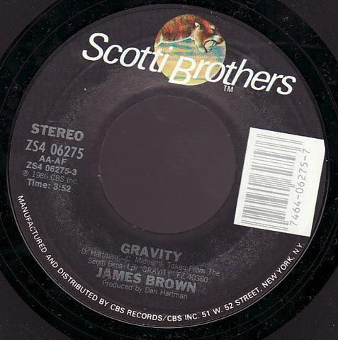 James Brown - Gravity - M- 7" Single 45rpm  1986 Scotti Bros USA - Funk / Synth Pop