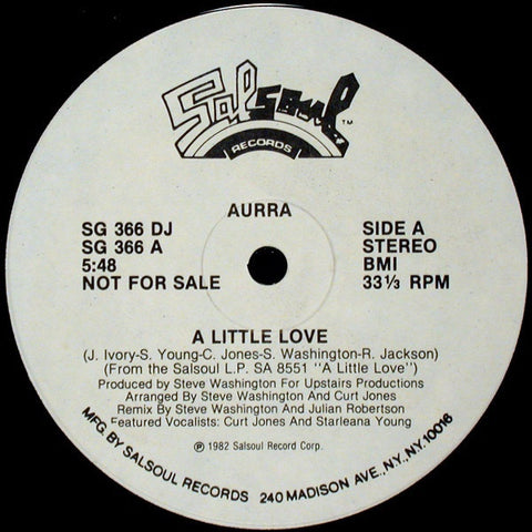 Aurra ‎– A Little Love / In My Arms - VG+ 12" Single White Label Promo 1982 USA - Disco