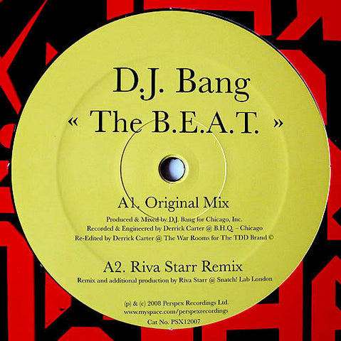 D.J. Bang - The B.E.A.T. - Mint 12" Single 2008 Perspex UK - House