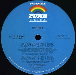 Sparks - Music That You Can Dance To - Mint 12" Single - 1986 MCA Records USA - Electronic / Synth-Pop