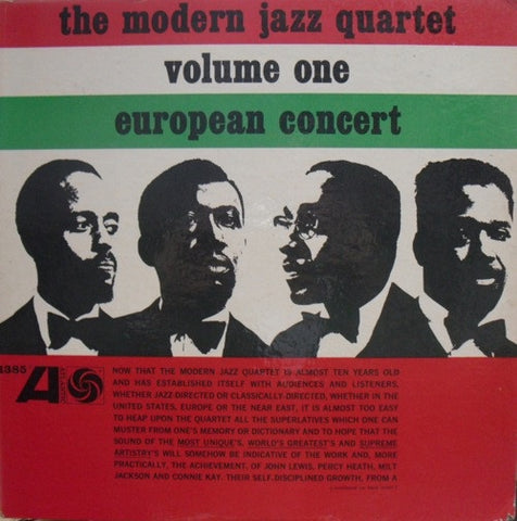 The Modern Jazz Quartet ‎– European Concert : Volume One - VG+ Lp Record 1962 Atlantic USA Mono Promo White Label Vinyl - Cool Jazz