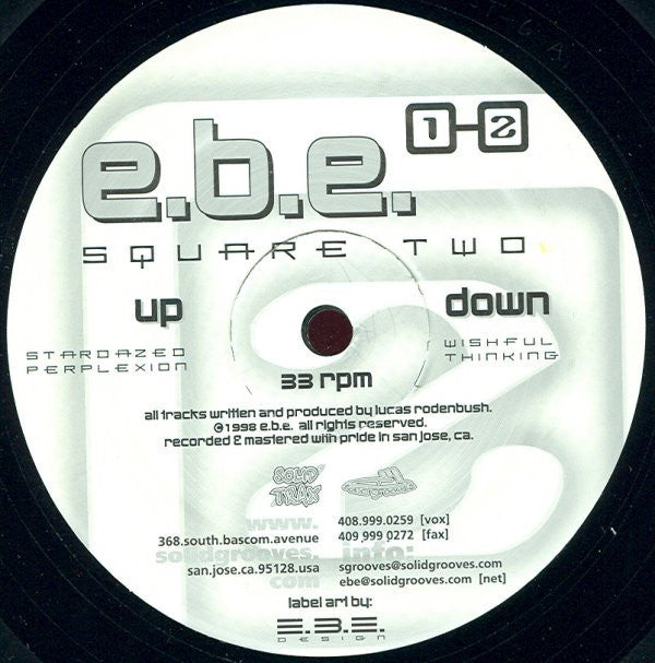 E.B.E. (Lucas James Rodenbush) ‎– Square Two - VG 12" Single USA 1998 Orginal Press - Techno